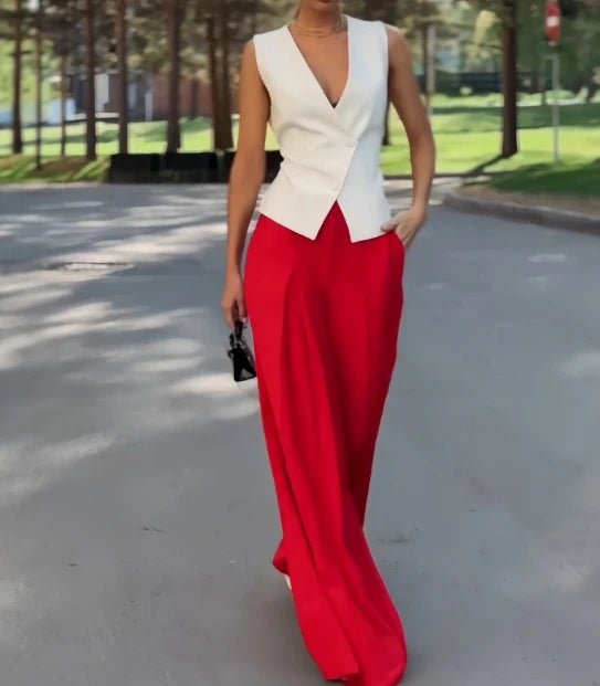 High Waist Wide Leg Pants and Top Two - Piece Set - 