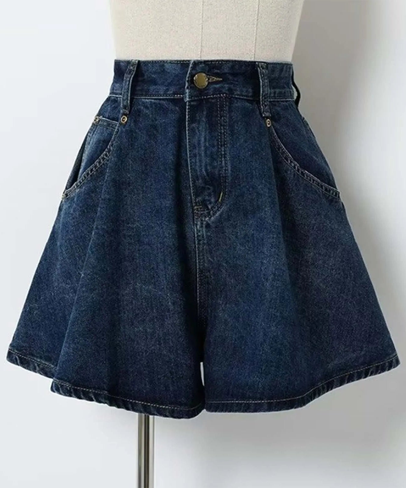 High - Waisted Flared Denim Shorts - Jean Shorts