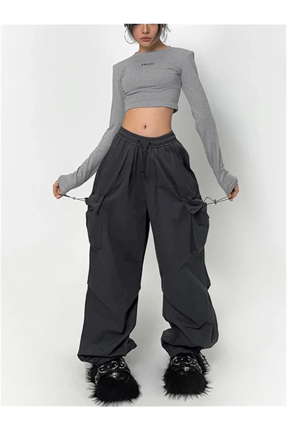 Fall High-Waisted Utility Track Pants Shoptery