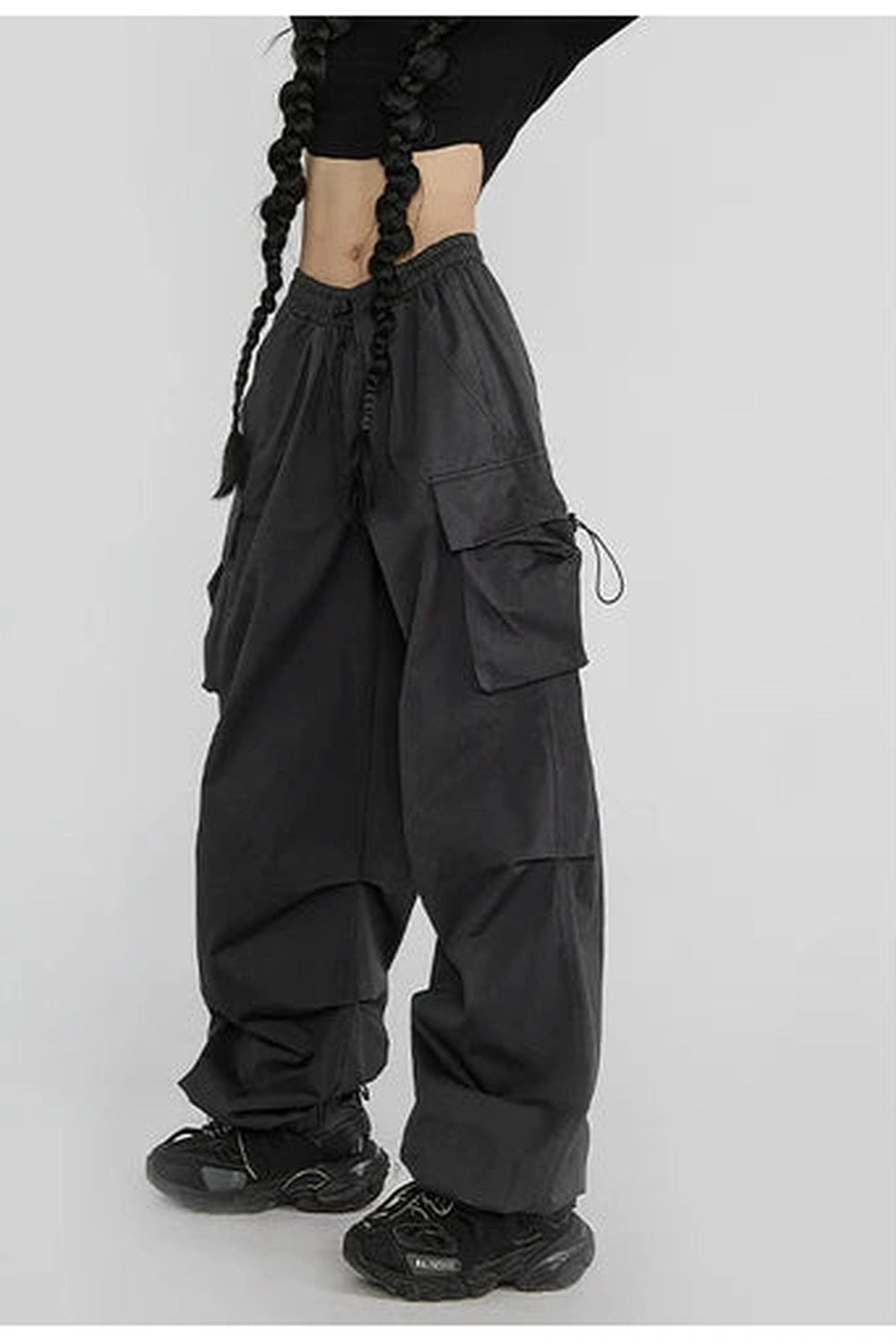 Fall High-Waisted Utility Track Pants Gray Shoptery