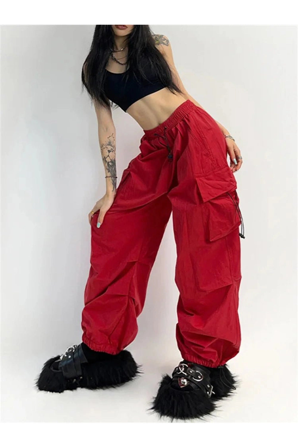 Fall High-Waisted Utility Track Pants Shoptery