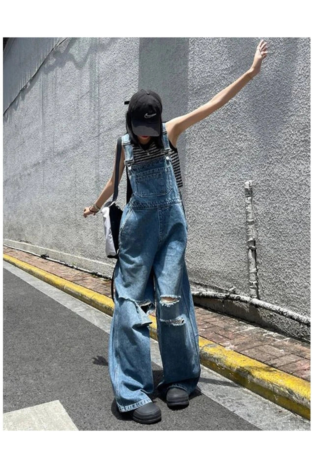 Edgy Hole Denim Jumpsuits Shoptery