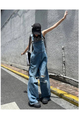 Edgy Hole Denim Jumpsuits Shoptery