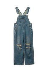 Edgy Hole Denim Jumpsuits Shoptery