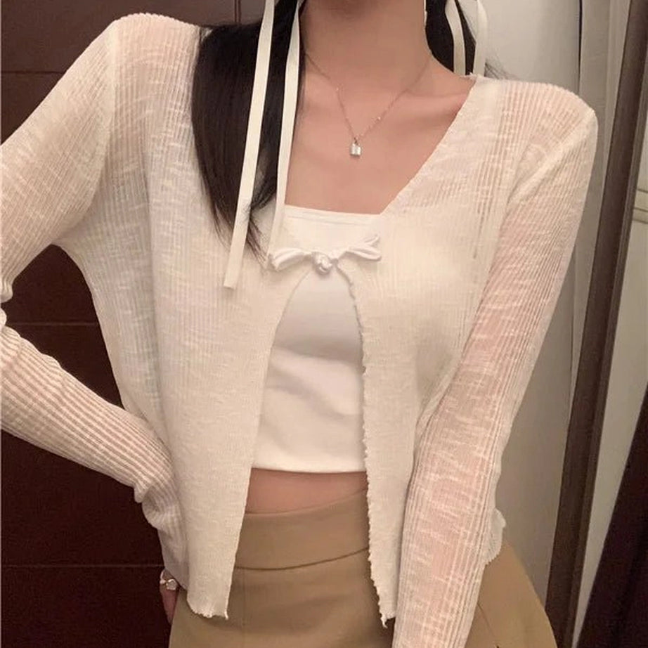 Coquette Ice Silk Sun Protection Cardigan White One Size Shoptery