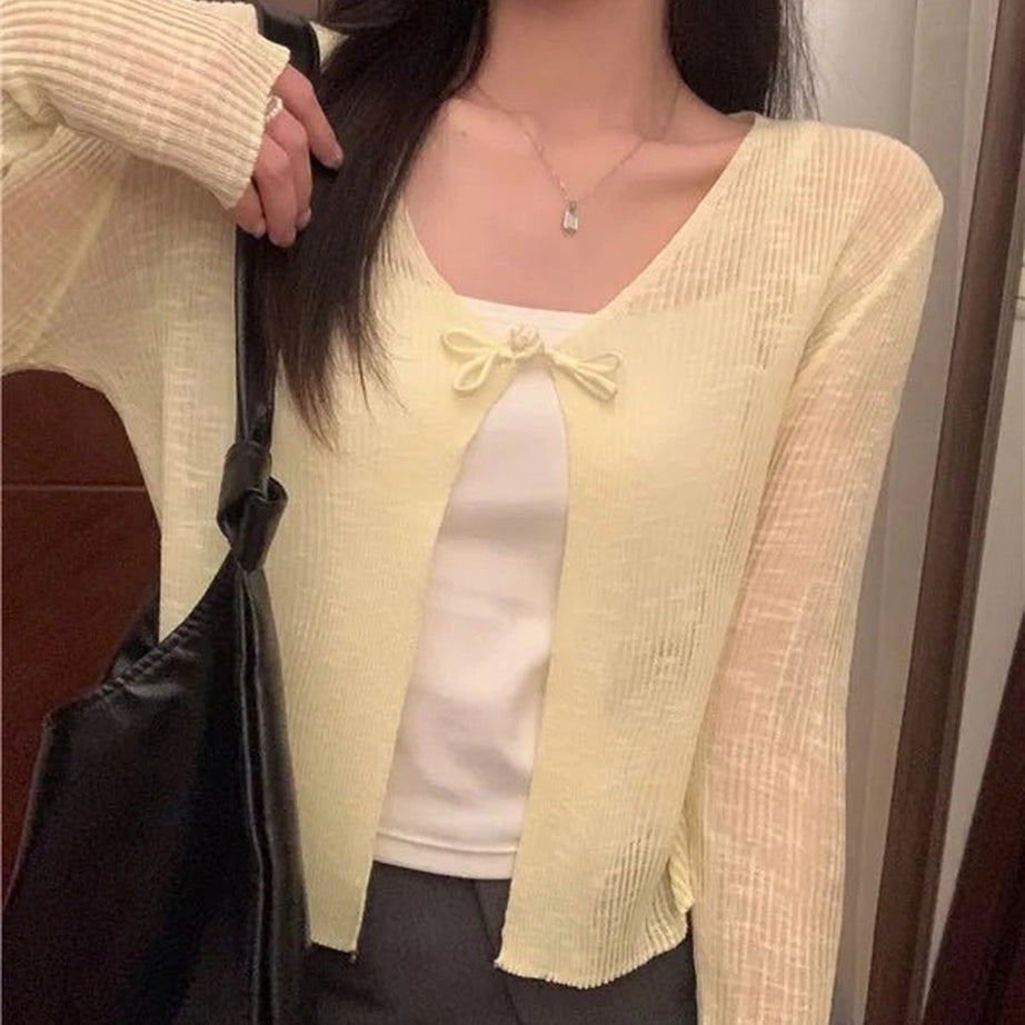 Coquette Ice Silk Sun Protection Cardigan yellow One Size Shoptery