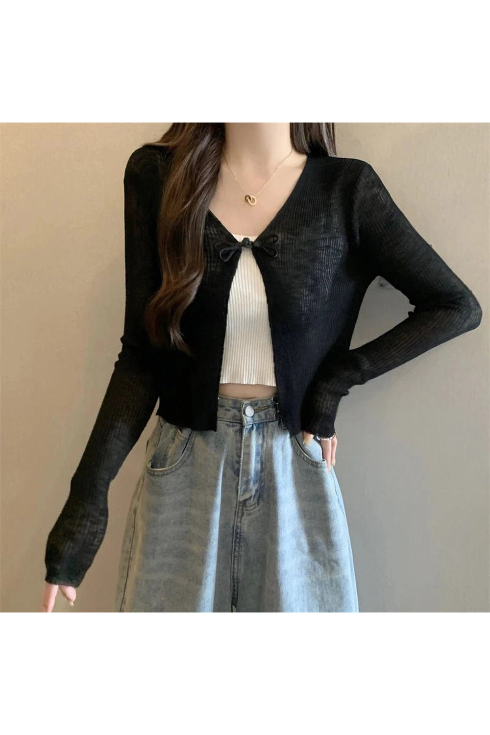 Coquette Ice Silk Sun Protection Cardigan Black One Size Shoptery