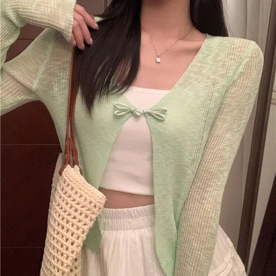 Coquette Ice Silk Sun Protection Cardigan green One Size Shoptery