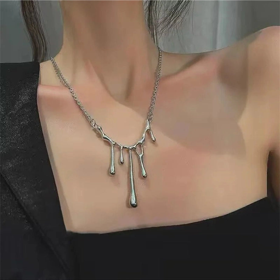 Edgy Irregular Lava Drop Necklace Shoptery
