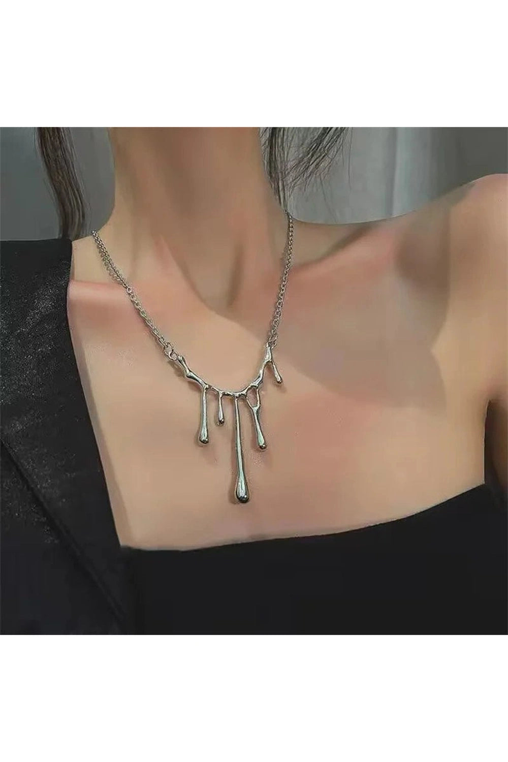 Edgy Irregular Lava Drop Necklace Shoptery
