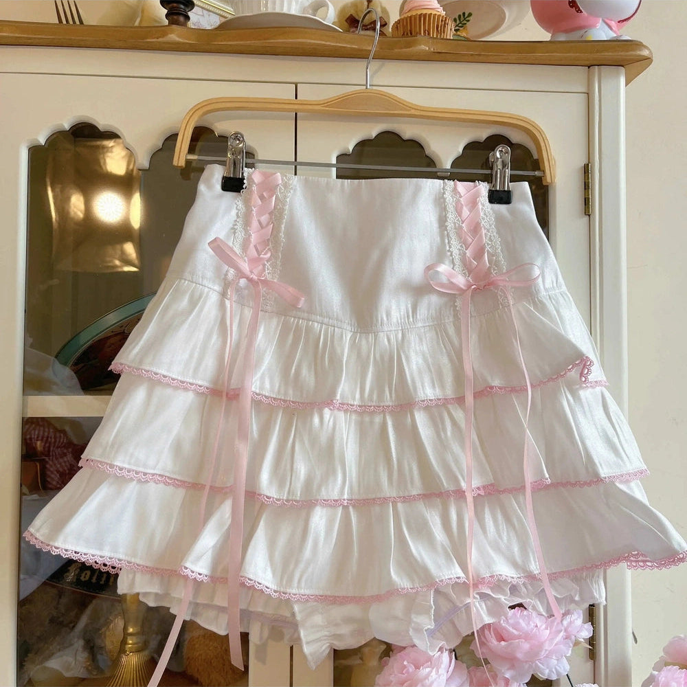 Kawaii Ball Gown Mini Skirt WHITE China Shoptery