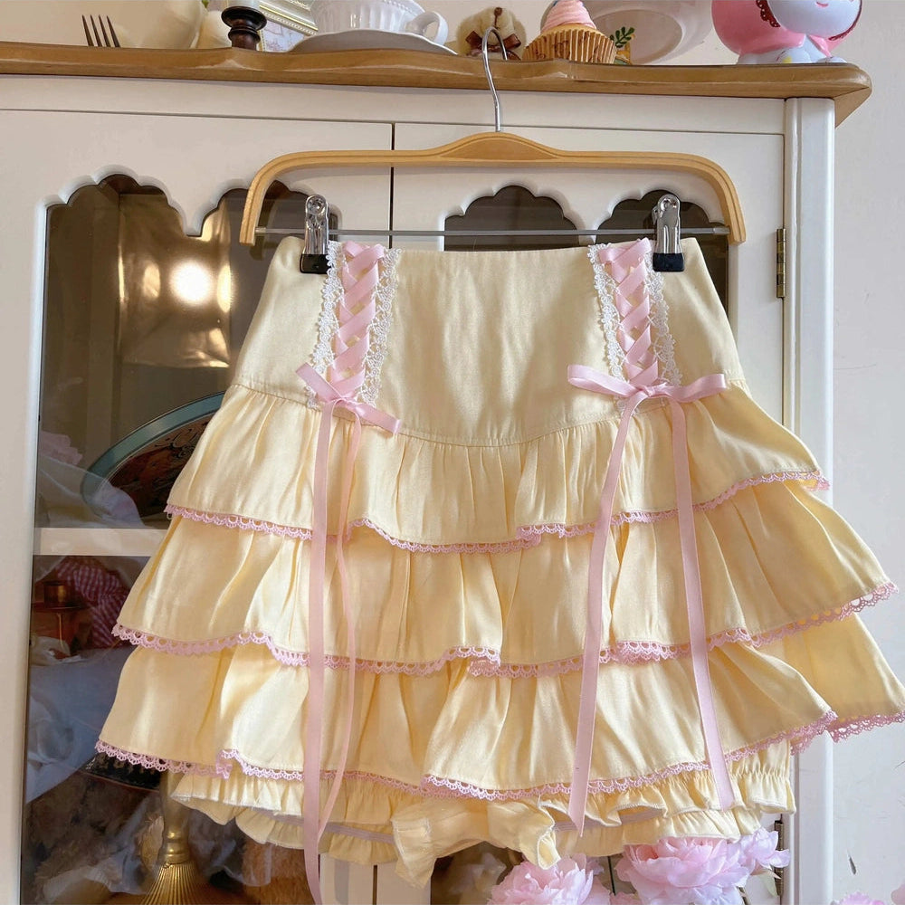Kawaii Ball Gown Mini Skirt Yellow China Shoptery