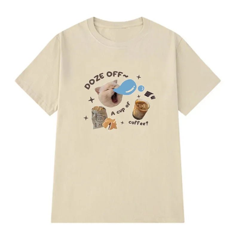 Kawaii Cat Print Graphic T-shirt -