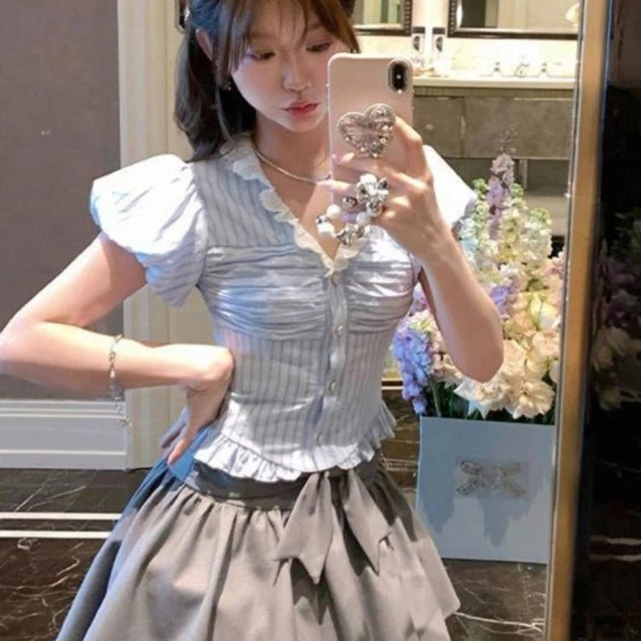 Kawaii Stripe Suit Set Shoptery