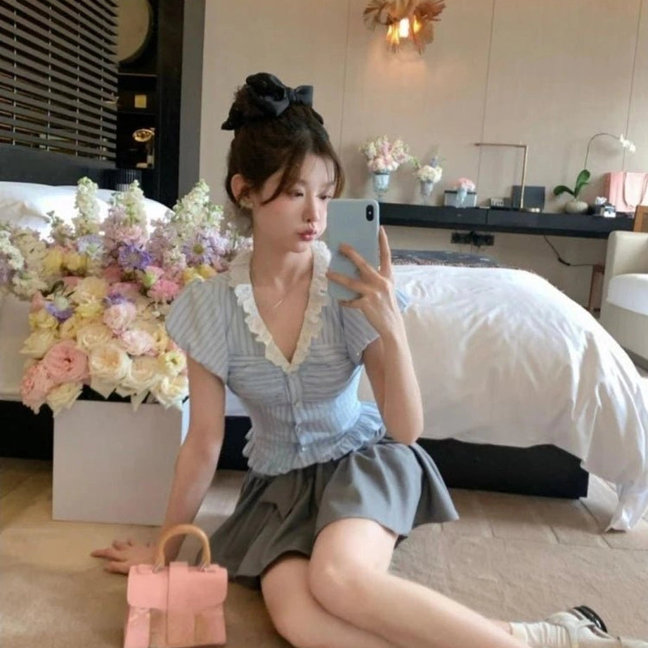 Kawaii Stripe Suit Set Shoptery