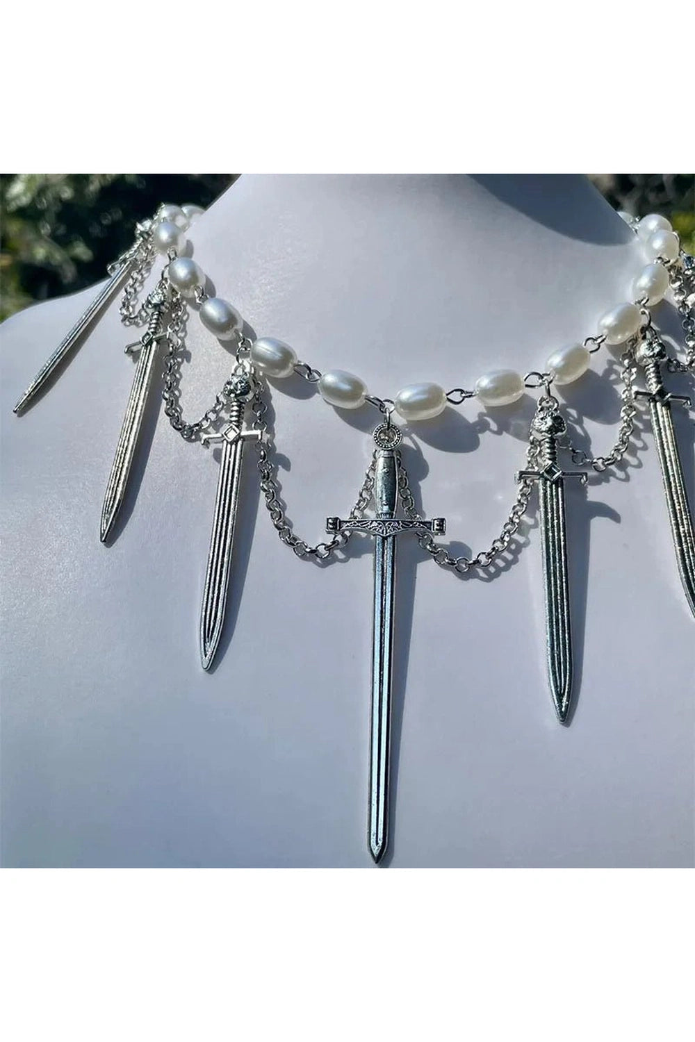 Alt Goth Knight’s Valor Pearl Choker Shoptery