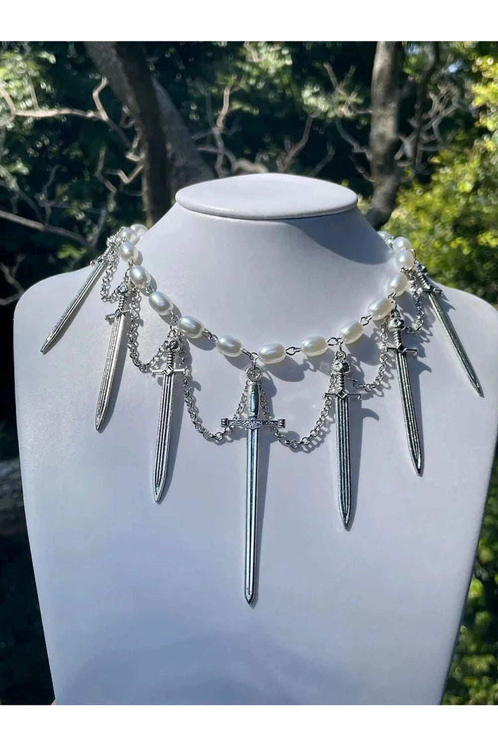 Alt Goth Knight’s Valor Pearl Choker Shoptery