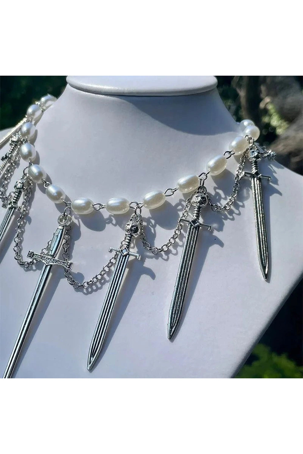 Alt Goth Knight’s Valor Pearl Choker Shoptery
