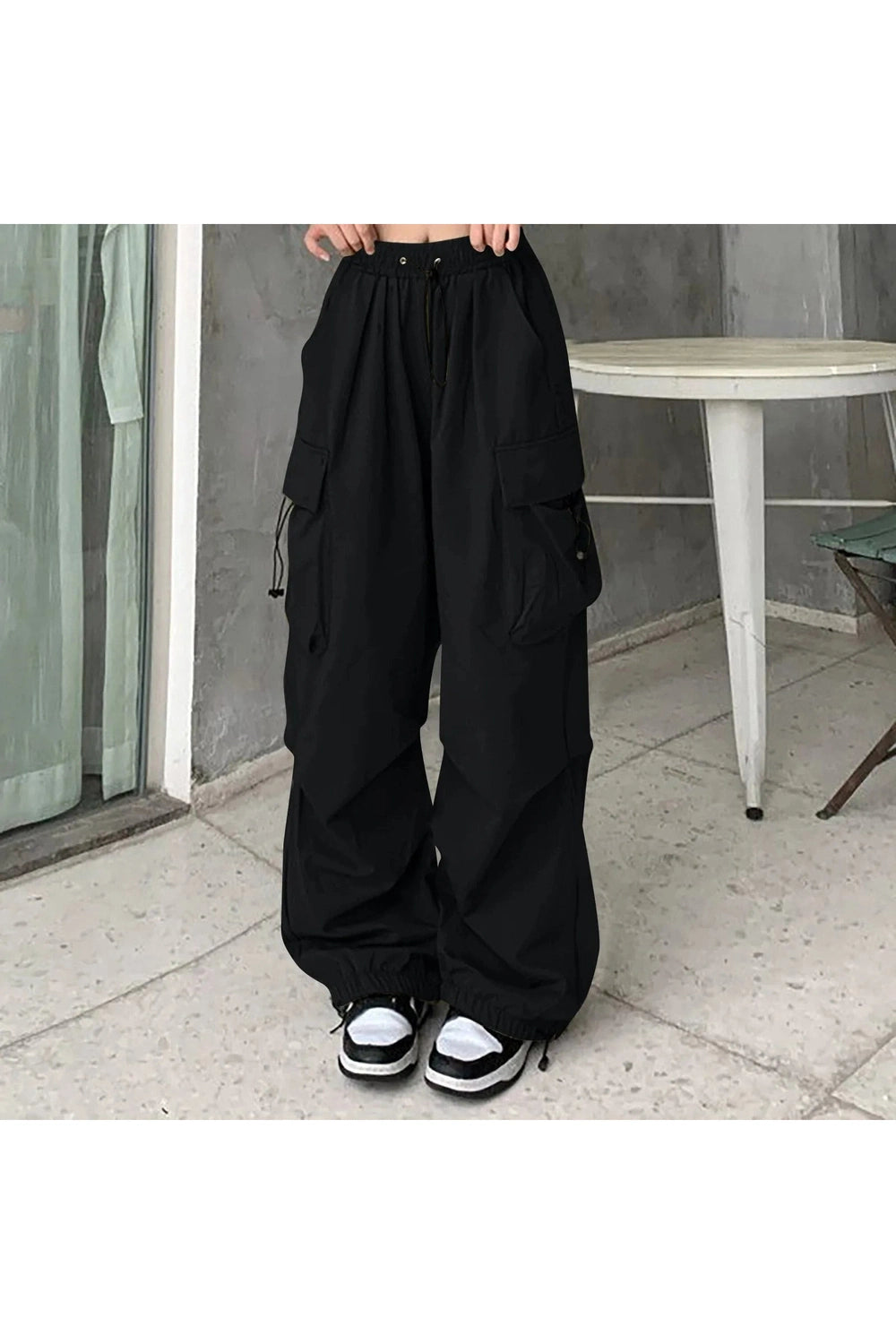 Y2k Aesthetic Baggy Cargo Pants Black Shoptery