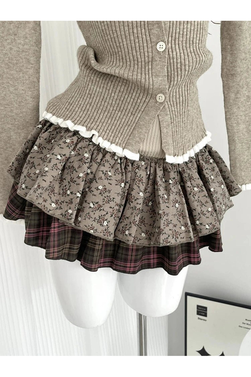 Acubi Style Cardigan Sweater Outfit Set Shoptery