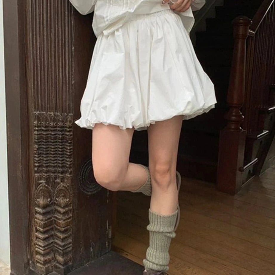 Aesthetic Mini Balloon Skirt White Shoptery