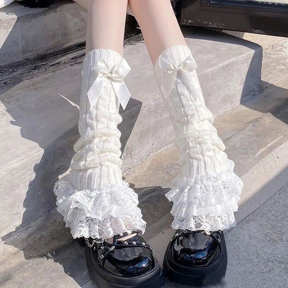 Kawaii Lace Melody Ruffle Leg Warmers Shoptery