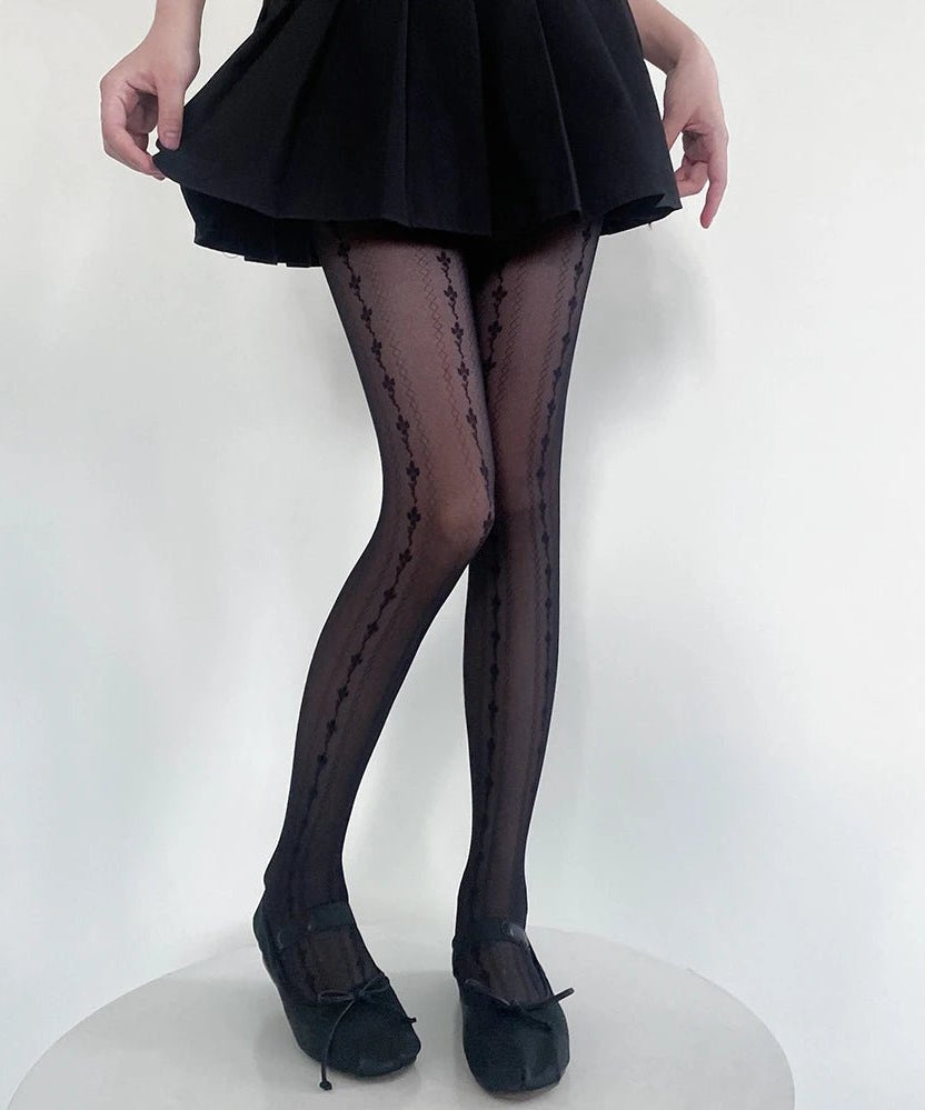 Lace Trim Elegance Tights - Fishnet Tights