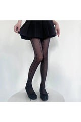 Coquette Lace Trim Elegance Tights Black One Size Shoptery