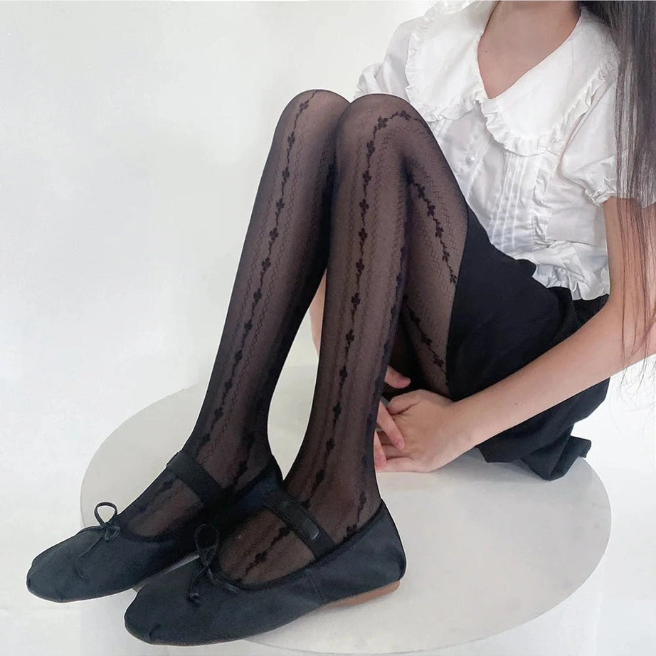 Coquette Lace Trim Elegance Tights Shoptery