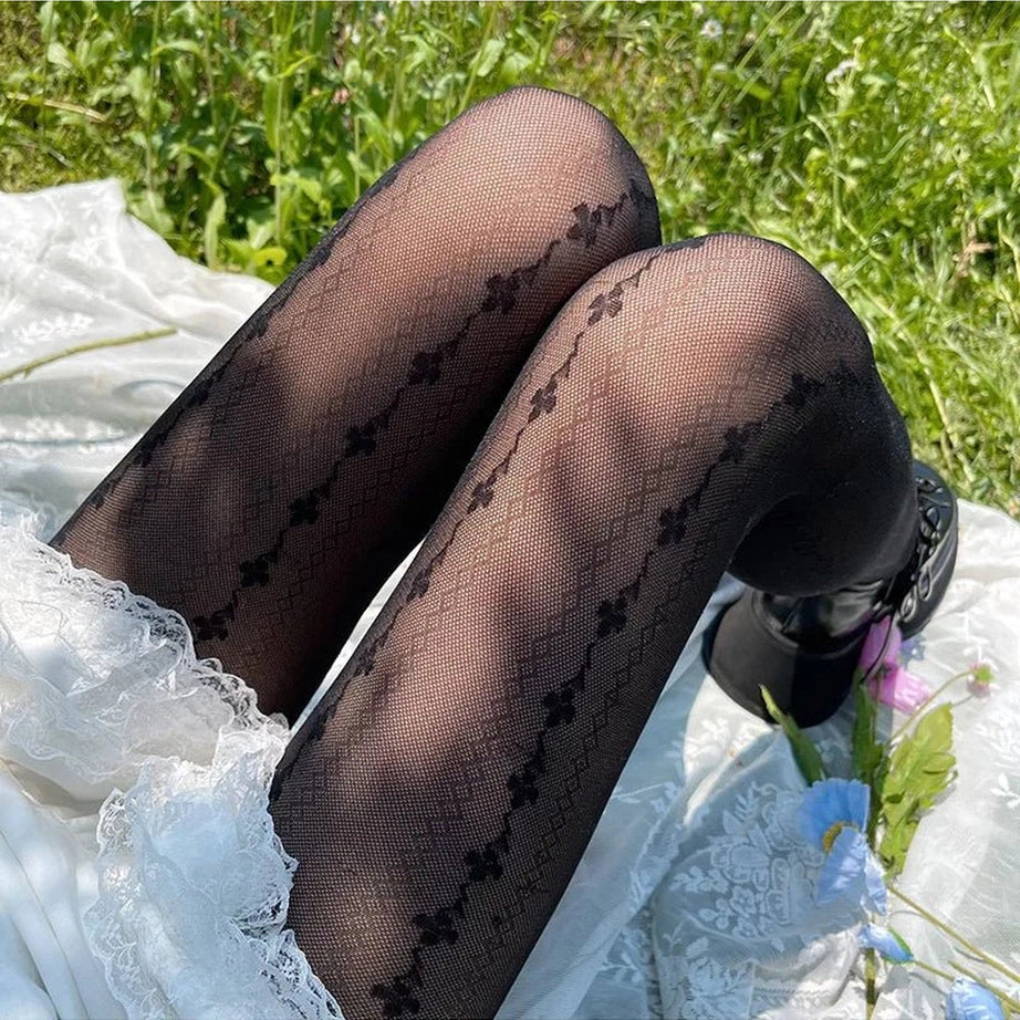 Coquette Lace Trim Elegance Tights Shoptery