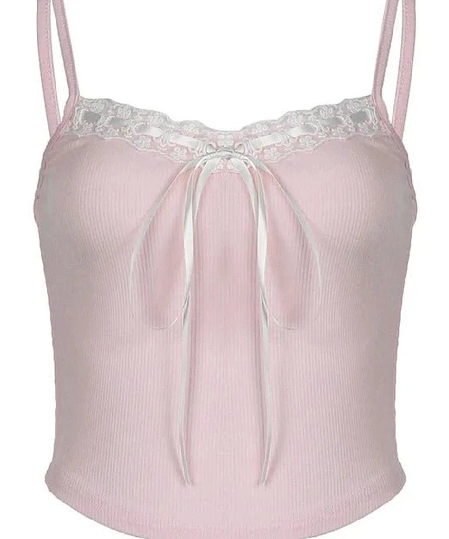 Lace Trim Pink Cami Top -