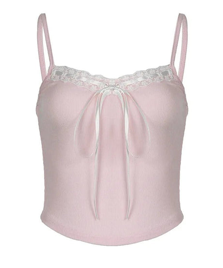 Lace Trim Pink Cami Top -