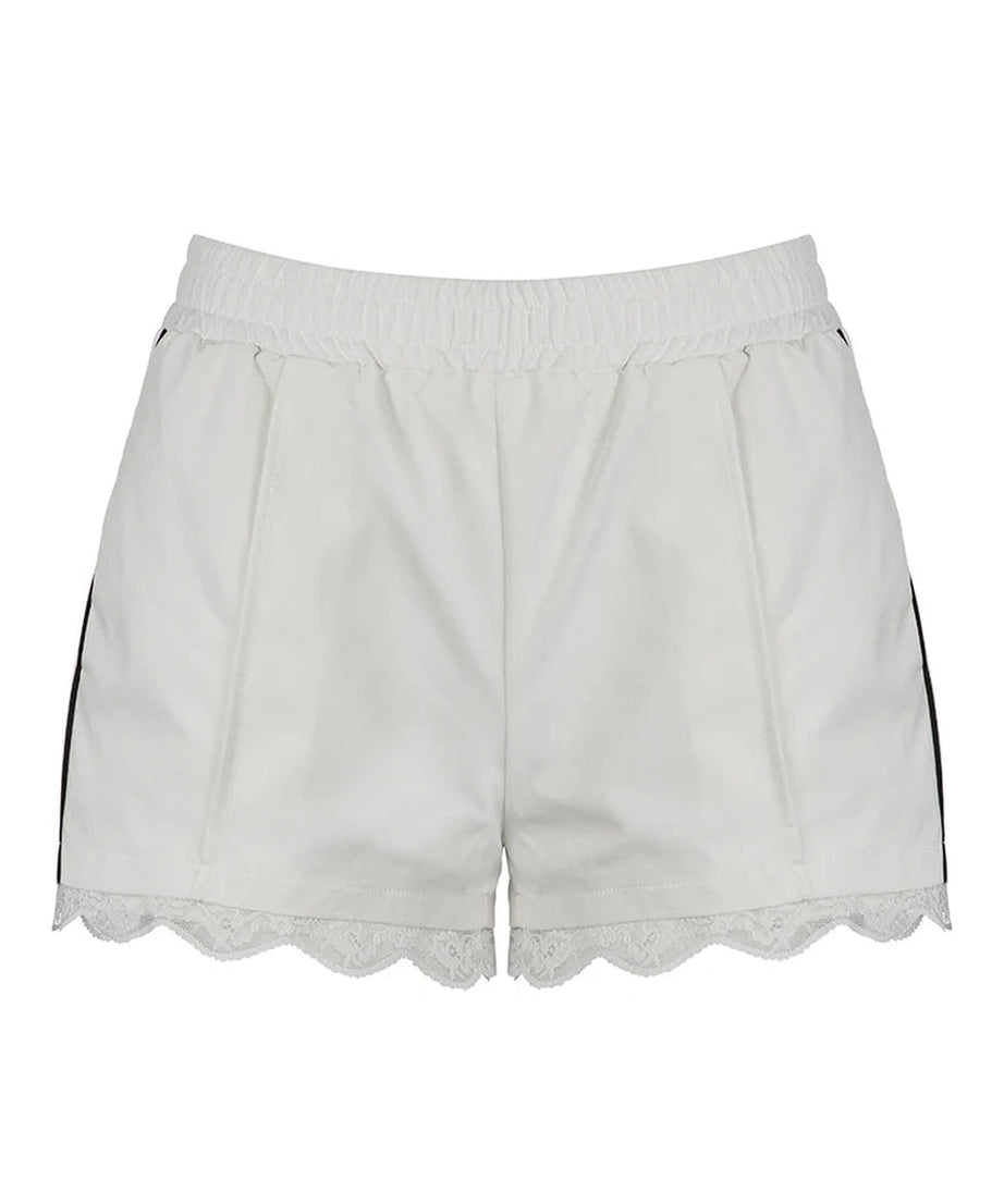 Lace - Trim Sporty Drawstring Shorts - Shorts