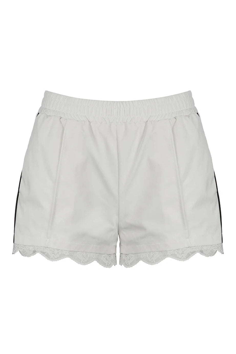 Lace - Trim Sporty Drawstring Shorts - Shorts