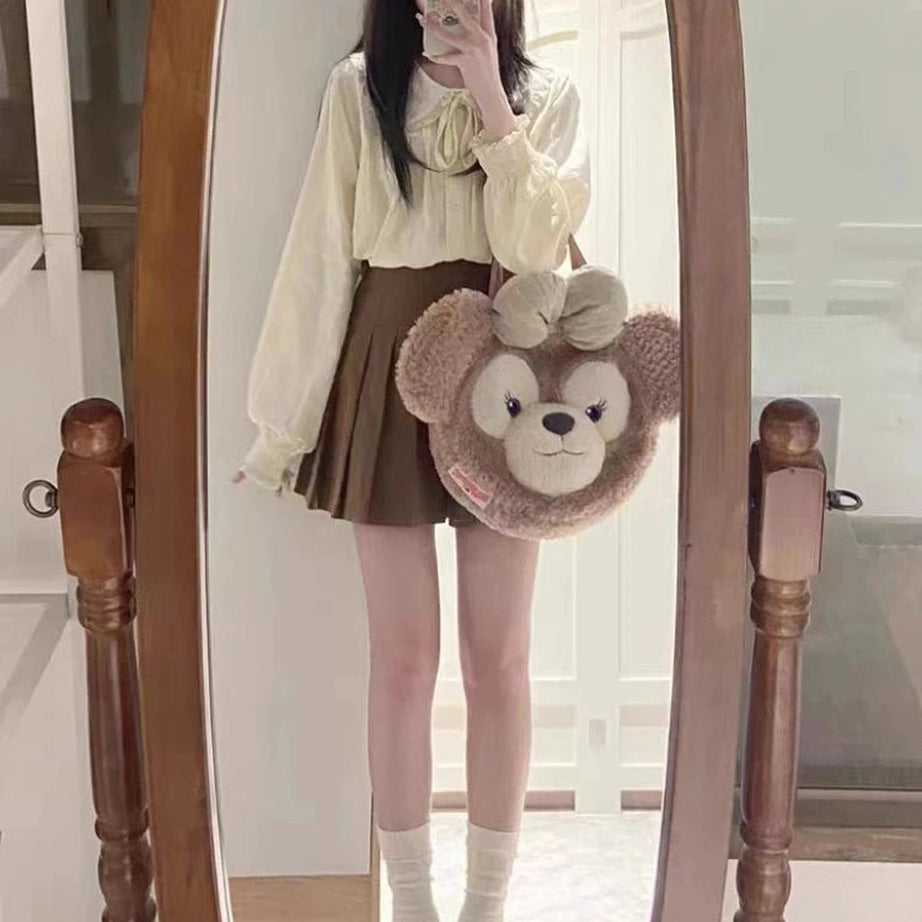 Retro Lace Whisper Bow-Tie Blouse Shoptery