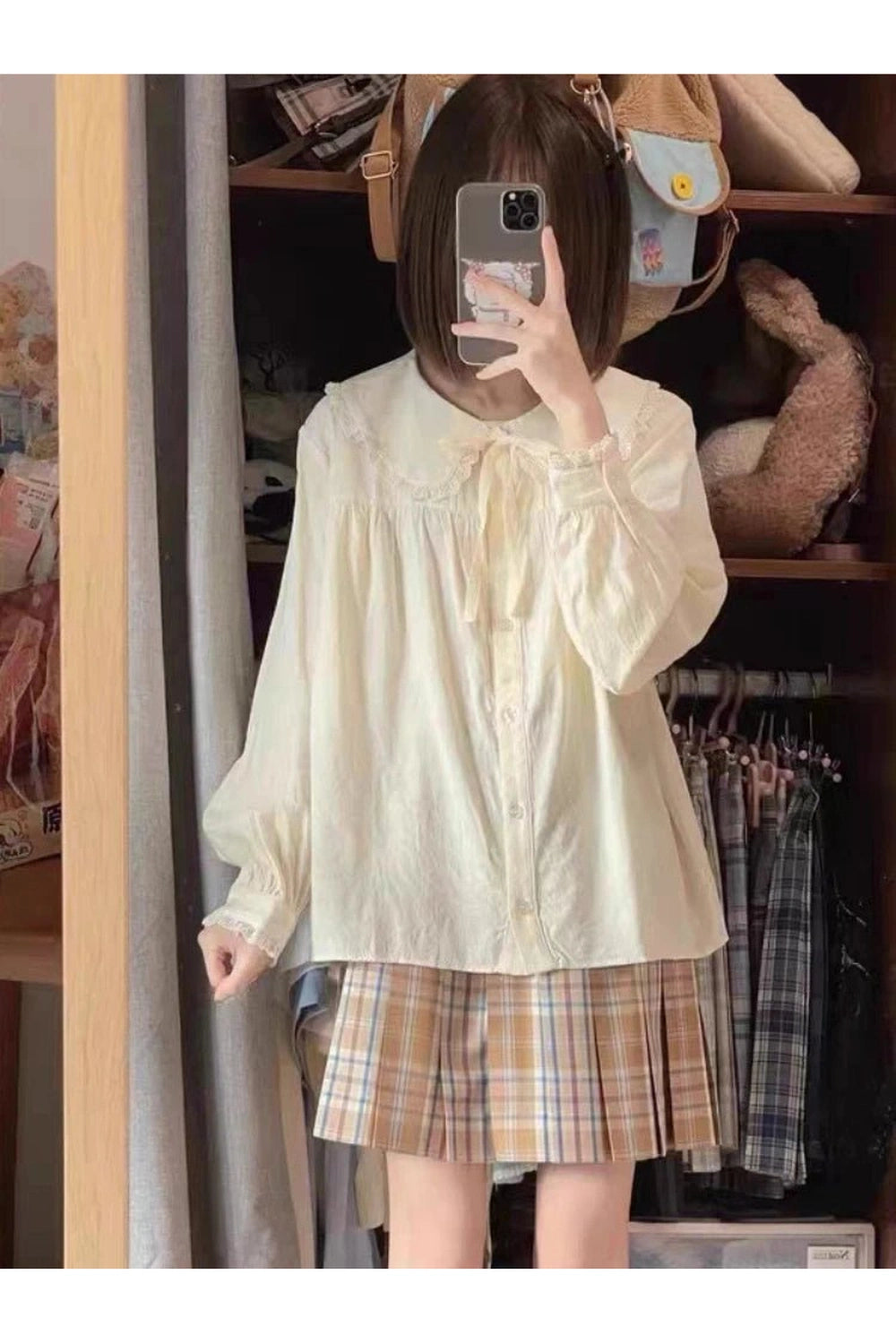 Retro Lace Whisper Bow-Tie Blouse Shoptery