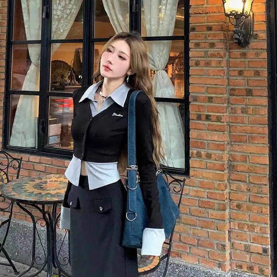 Fall Lapel Collar Knit Cardigan Shoptery