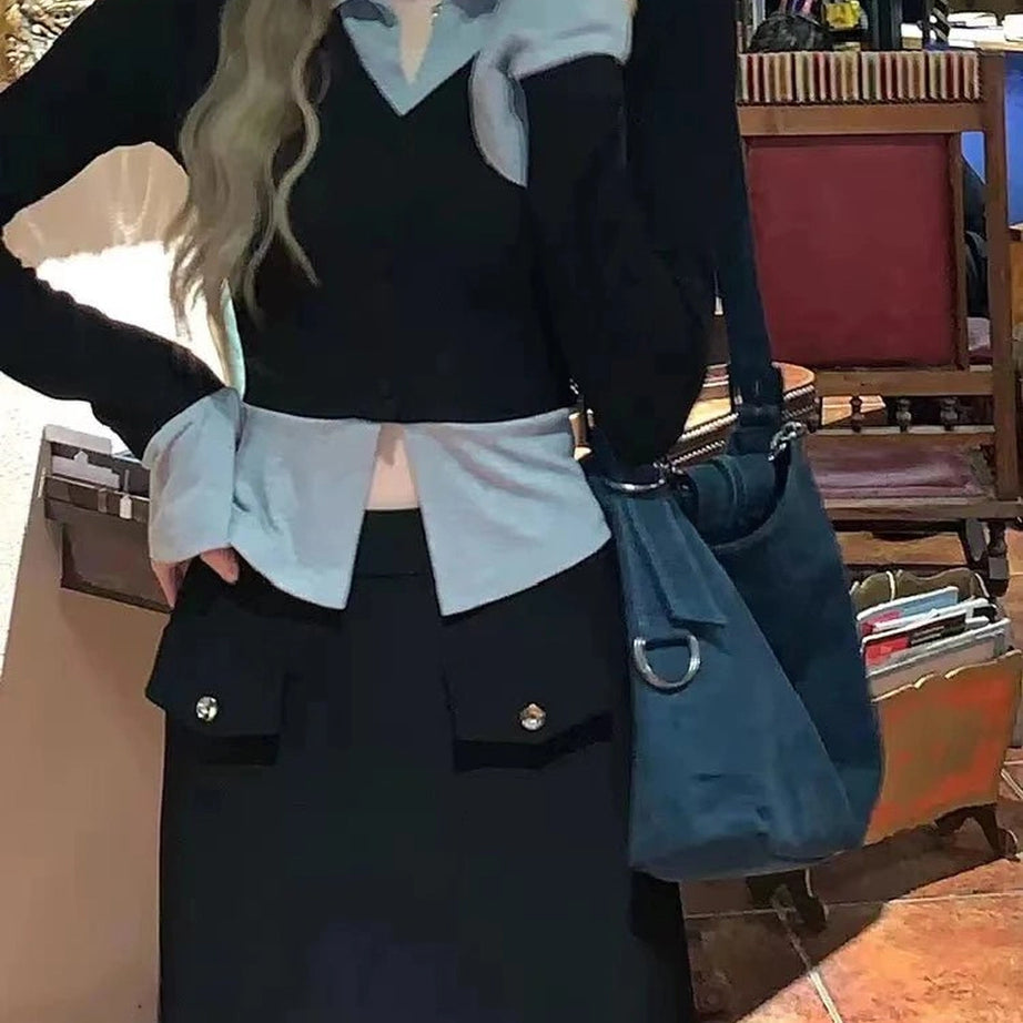 Fall Lapel Collar Knit Cardigan Shoptery