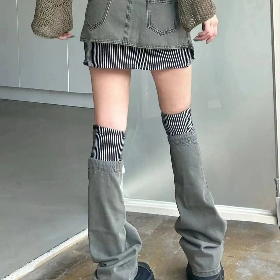 Acubi Y2k Layered Skirt-Pants Hybrid with Belt Shoptery