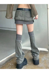 Acubi Y2k Layered Skirt-Pants Hybrid with Belt Shoptery