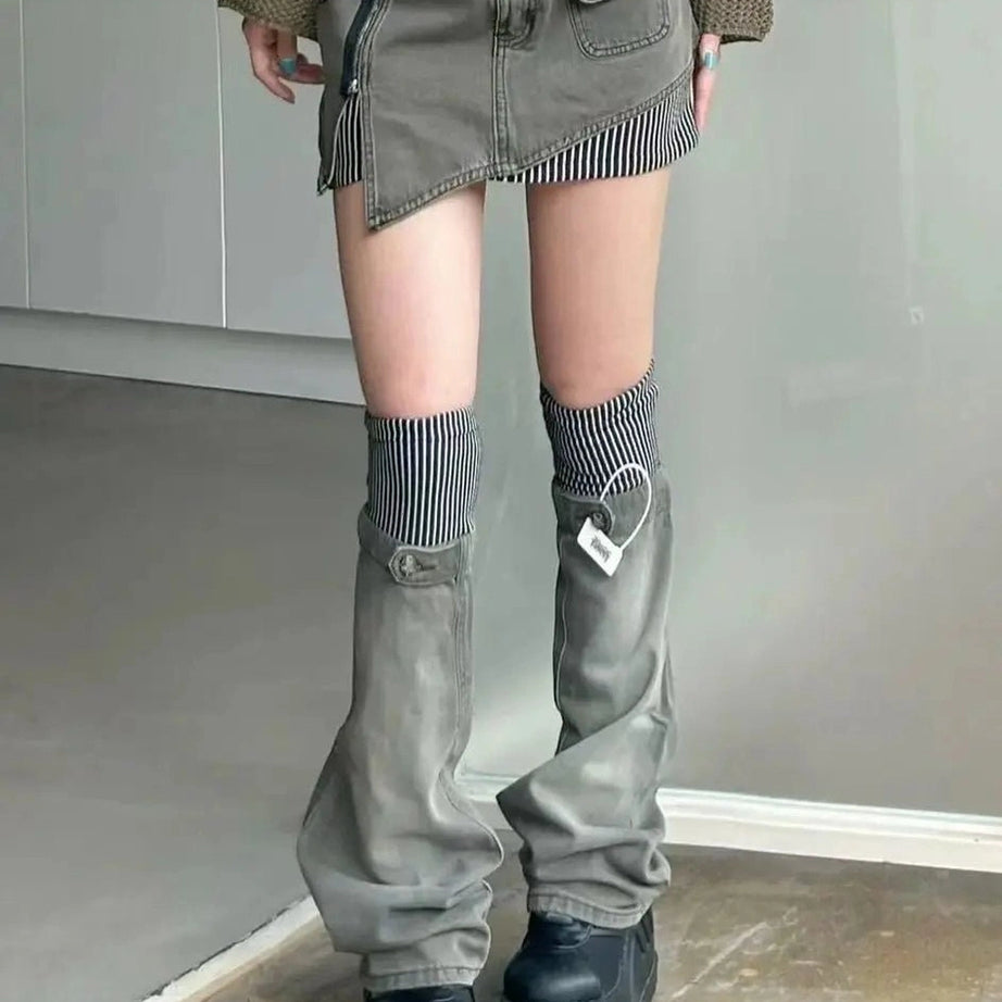 Acubi Y2k Layered Skirt-Pants Hybrid with Belt Shoptery