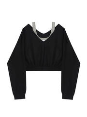 Alt Layered Strap Crop Sweatshirt Black Shoptery