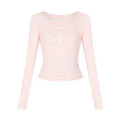 Pastel Cute Lemon Gingham Layered Top Pink Shoptery