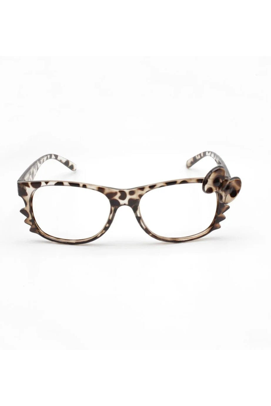 Leopard Bow Geek Chic Glasses - Sunglasses