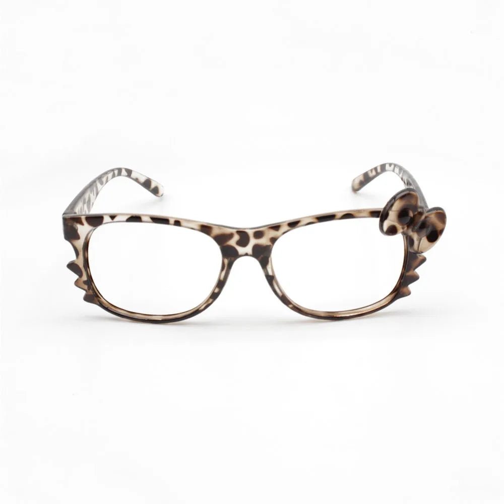 Leopard Bow Geek Chic Glasses - Sunglasses