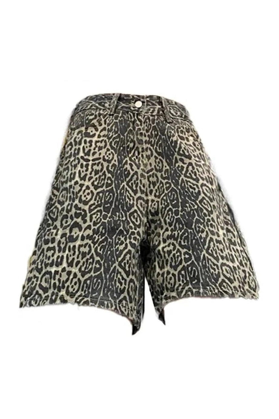 Leopard Denim Shorts - Jean Shorts