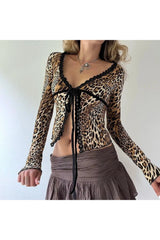 Leopard Lace-up Crop Top Shoptery