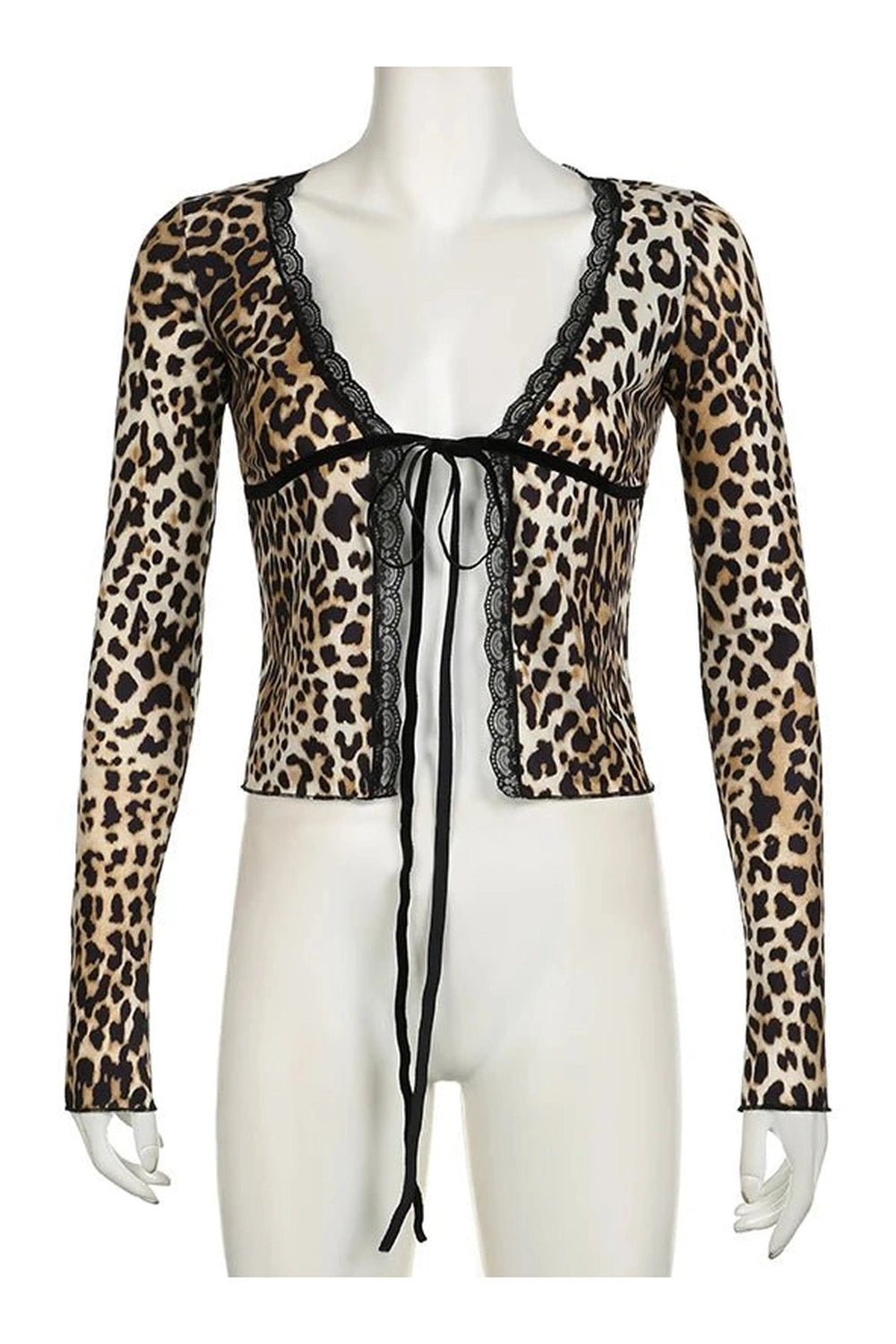 Leopard Lace-up Crop Top Shoptery