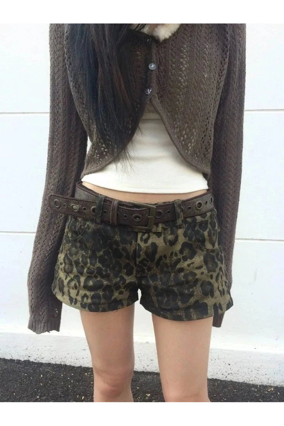 Leopard Print Denim Shorts - Jean Shorts