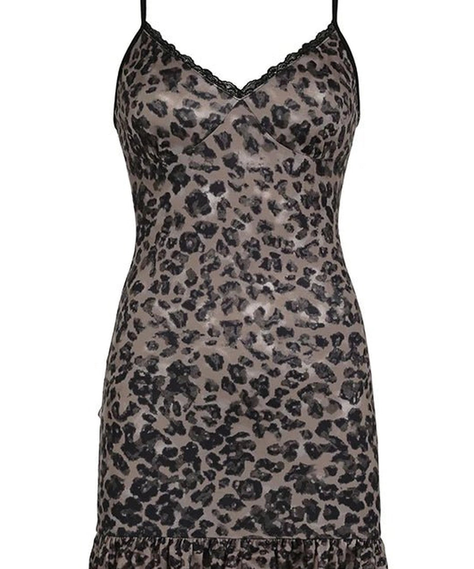 Leopard Spaghetti Strap Dress -